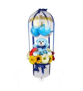 Kutuda Peluş ve Balonlu Bebek Aranjmanı